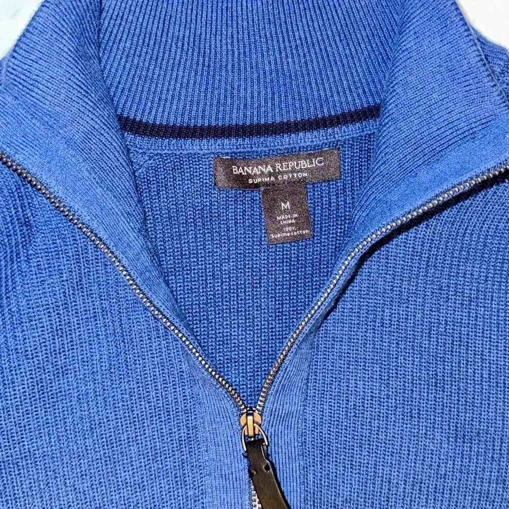 Banana Republic Men’s Supima Cotton Ribbed ¼-Zip Sweater Blue Size Medium